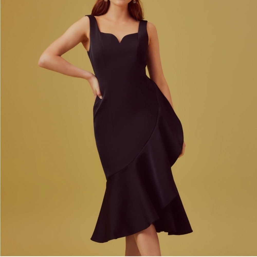 NWT KEEPSAKE ENTANGLED MIDI DRESS BLACK size M